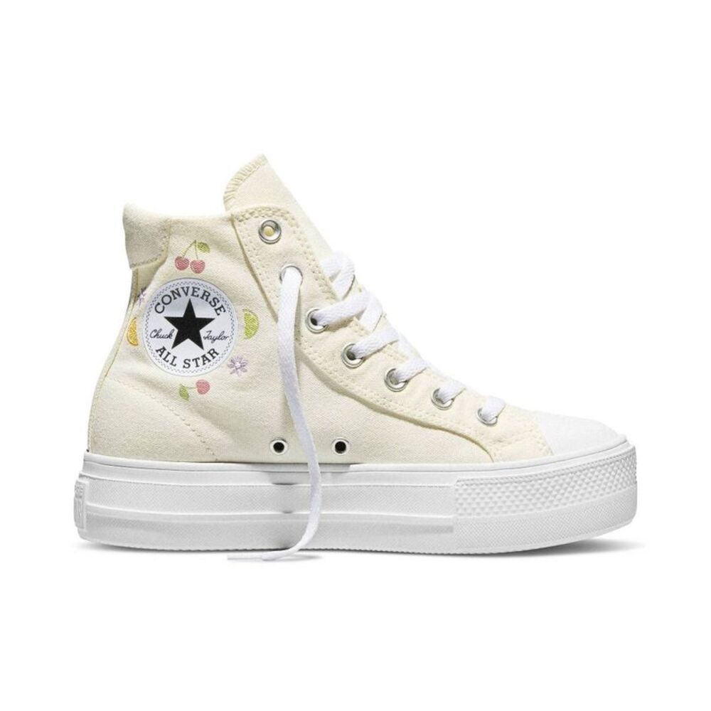 Converse -  Women's Platform High Top Sneakers - Crea Cream - Picture 2 of 6